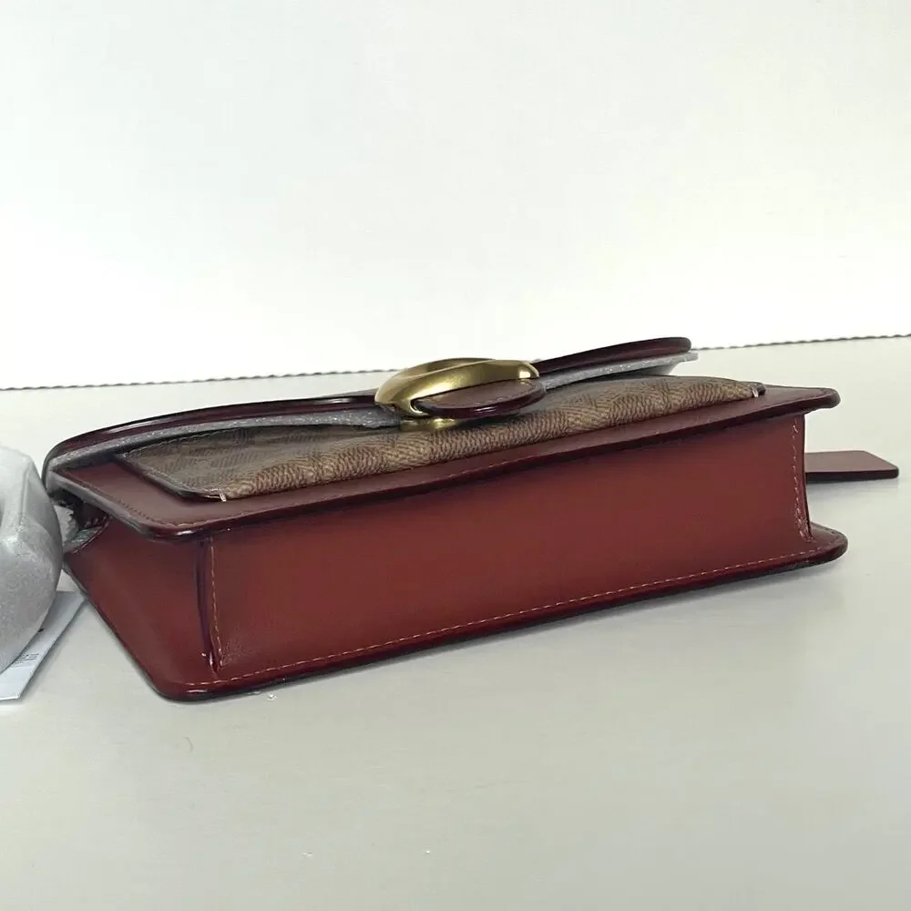 Coach Tabby Chain Clutch Rust Signature Canvas Leather Crossbody CE774